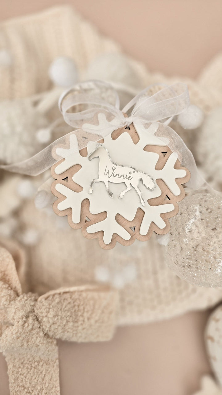 Personalised Horse Snowflake Decoration | Horse, Pony, Farm, Large Animals - TilleyTree