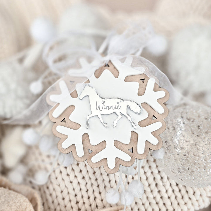 Personalised Horse Snowflake Decoration | Horse, Pony, Farm, Large Animals - TilleyTree