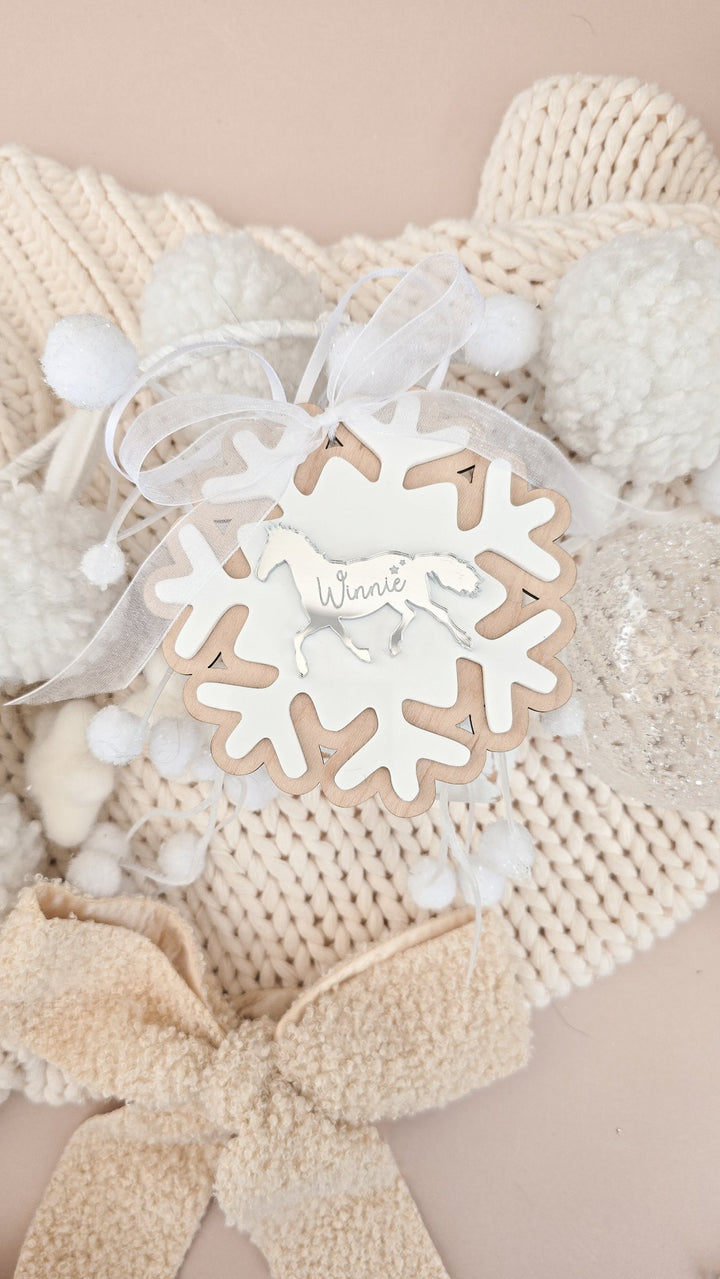 Personalised Horse Snowflake Decoration | Horse, Pony, Farm, Large Animals - TilleyTree