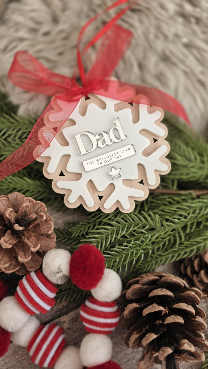 Personalised Memorial Snowflake Decoration | Christmas Remembrance Ornament - TilleyTree
