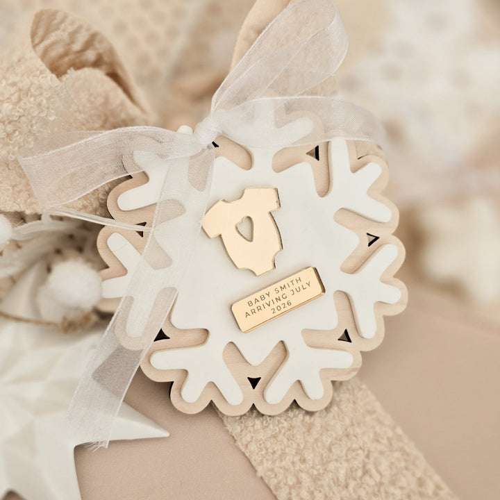Personalised Pregnancy Announcement Snowflake | Christmas Baby Reveal Decoration - TilleyTree