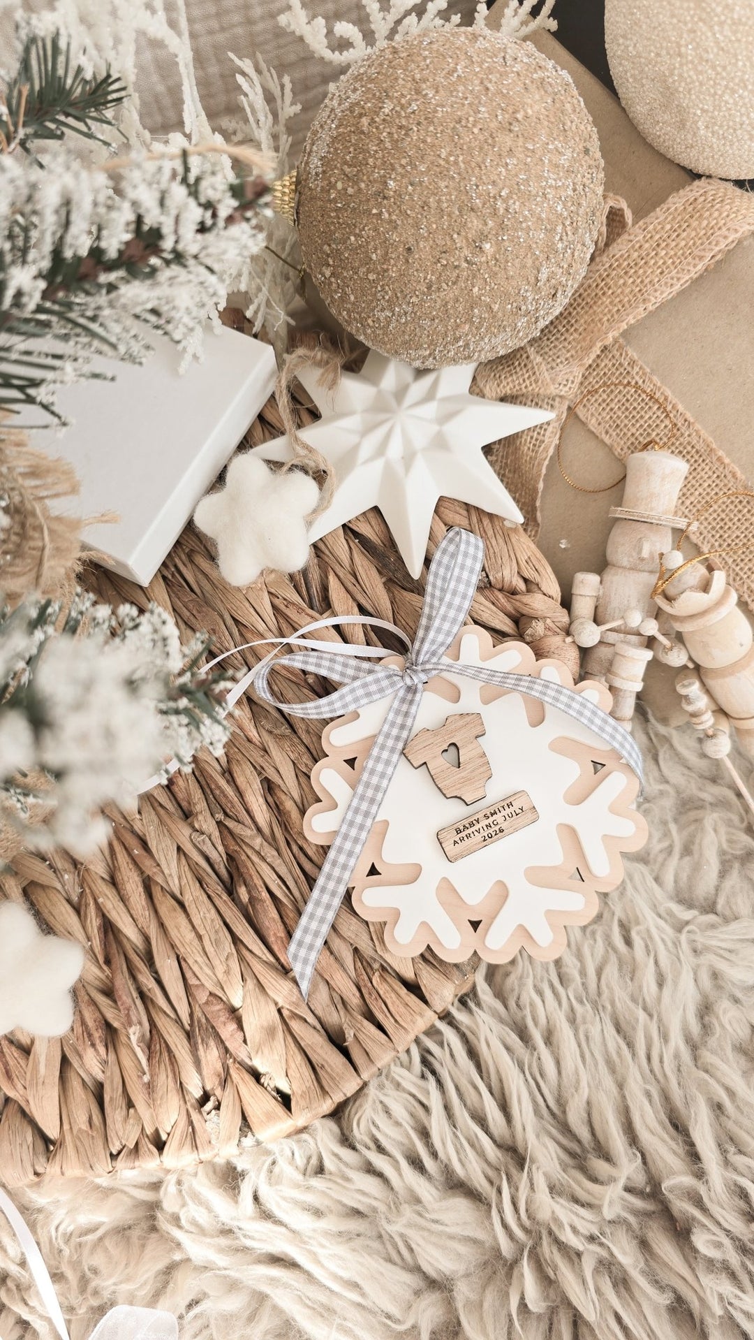 Personalised Pregnancy Announcement Snowflake | Christmas Baby Reveal Decoration - TilleyTree