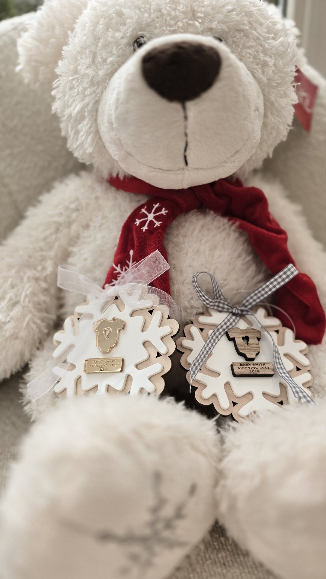 Personalised Pregnancy Announcement Snowflake | Christmas Baby Reveal Decoration - TilleyTree