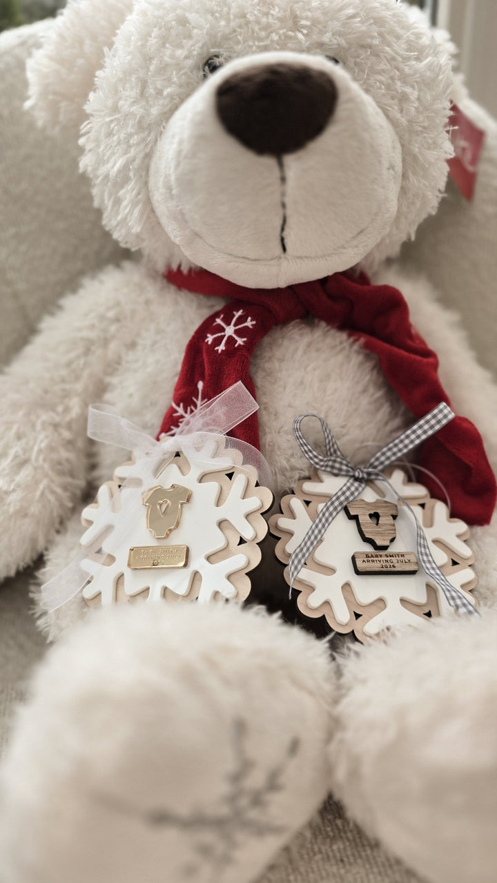 Personalised Pregnancy Announcement Snowflake | Christmas Baby Reveal Decoration - TilleyTree