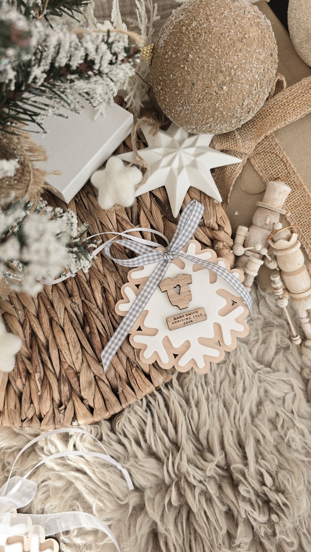 Personalised Pregnancy Announcement Snowflake | Christmas Baby Reveal Decoration - TilleyTree