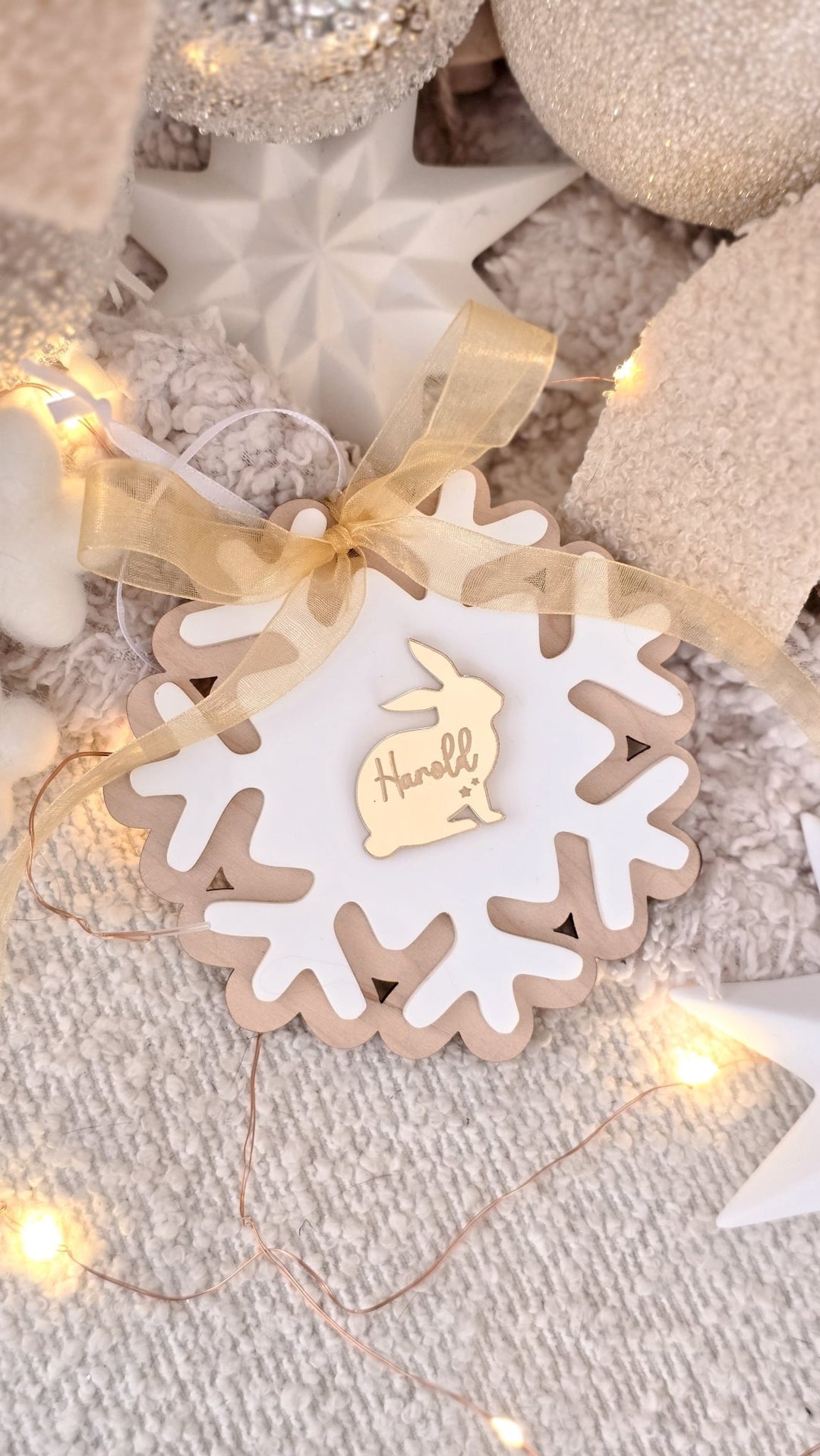 Personalised Small Pet Snowflake Decoration | Rabbit, Guinea Pig or Hamster Memorial Ornament - TilleyTree