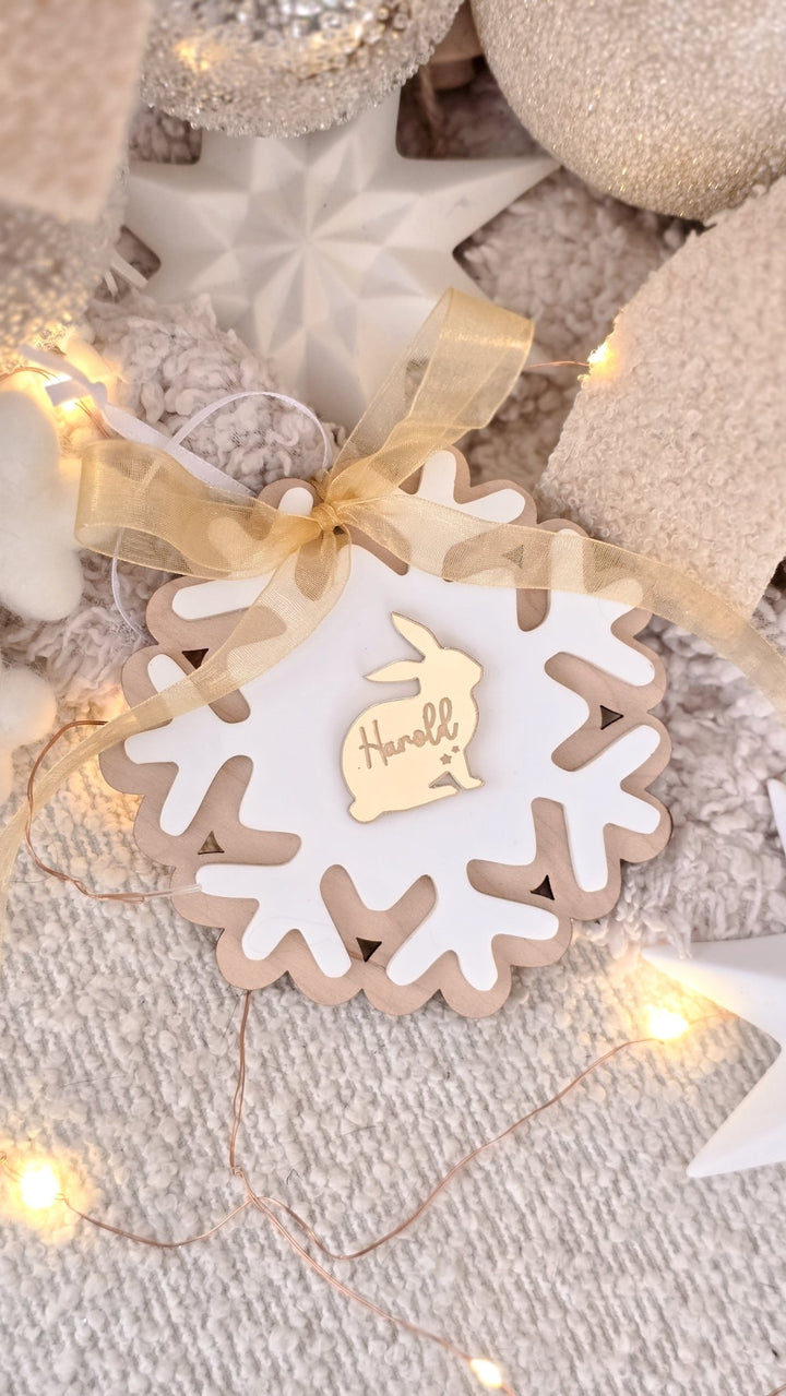 Personalised Small Pet Snowflake Decoration | Rabbit, Guinea Pig or Hamster Memorial Ornament - TilleyTree