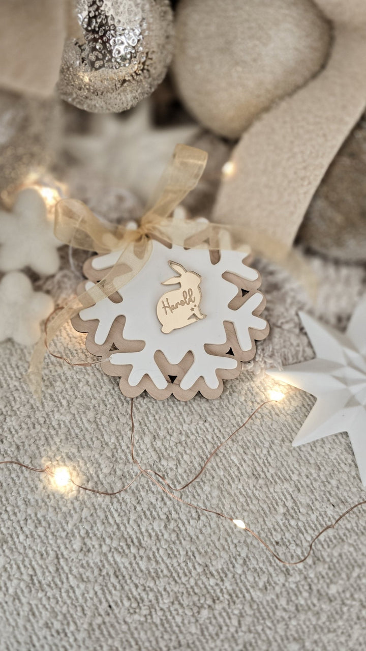Personalised Small Pet Snowflake Decoration | Rabbit, Guinea Pig or Hamster Memorial Ornament - TilleyTree
