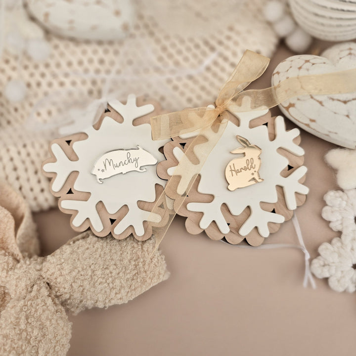 Personalised Small Pet Snowflake Decoration | Rabbit, Guinea Pig or Hamster Memorial Ornament - TilleyTree