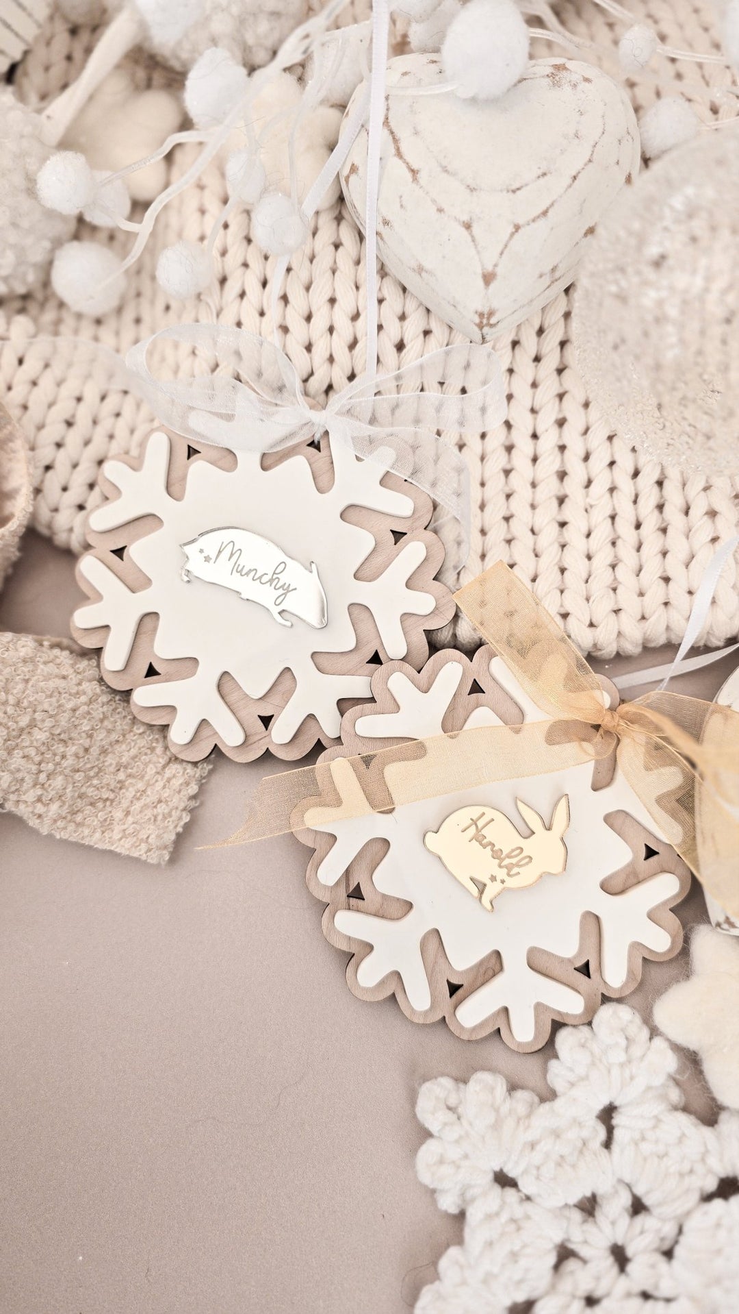 Personalised Small Pet Snowflake Decoration | Rabbit, Guinea Pig or Hamster Memorial Ornament - TilleyTree