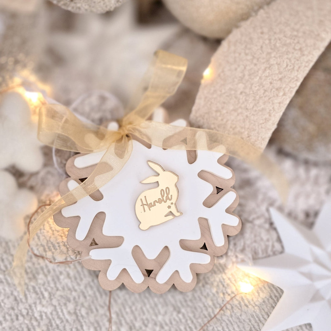 Personalised Small Pet Snowflake Decoration | Rabbit, Guinea Pig or Hamster Memorial Ornament - TilleyTree