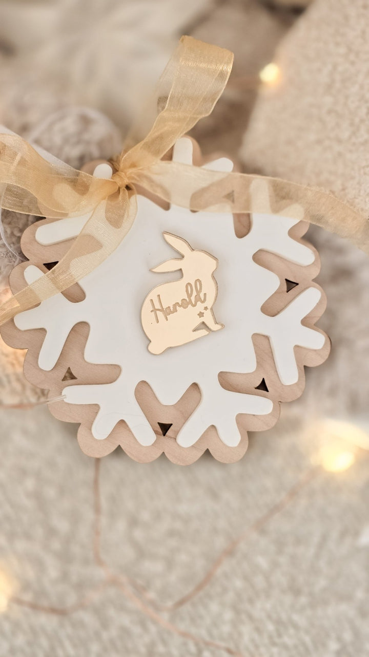 Personalised Small Pet Snowflake Decoration | Rabbit, Guinea Pig or Hamster Memorial Ornament - TilleyTree