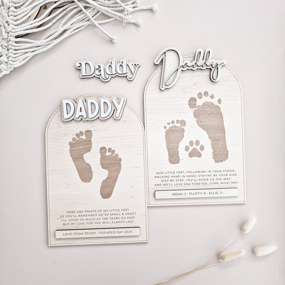 Personalised Wooden Footprint Keepsake | Father's Day Gift - TilleyTree