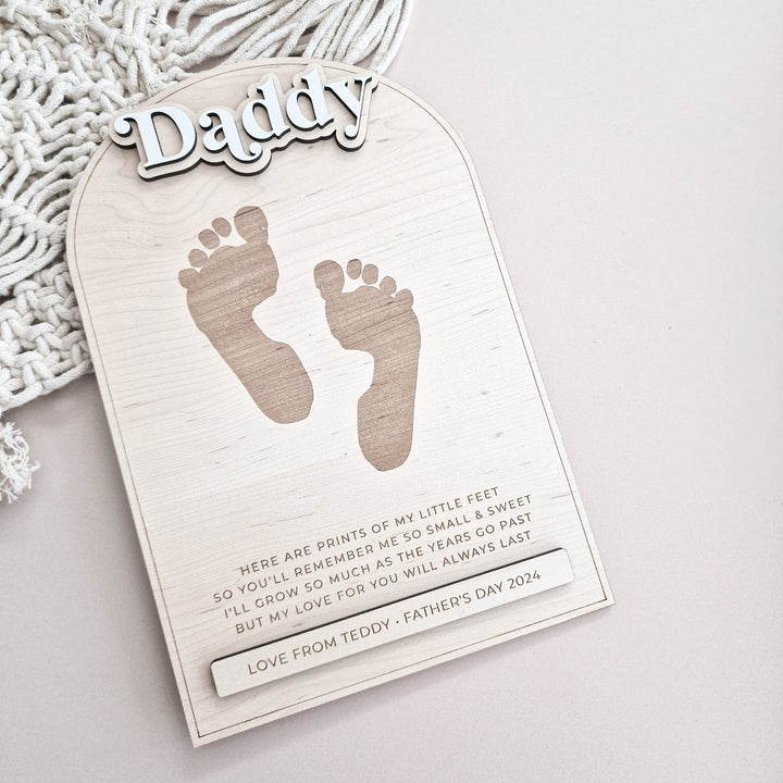 Personalised Wooden Footprint Keepsake | Father's Day Gift - TilleyTree