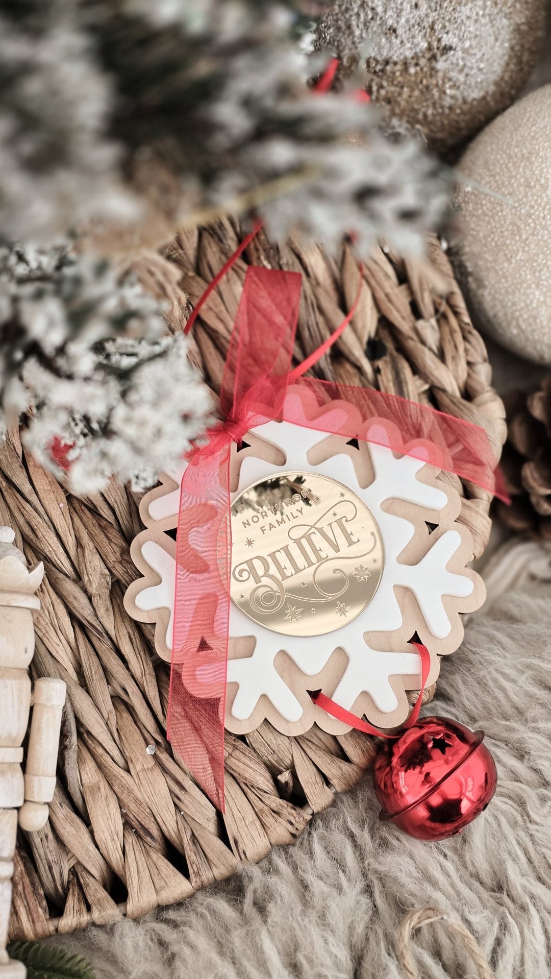 Red Believe Bell Ornament - TilleyTree