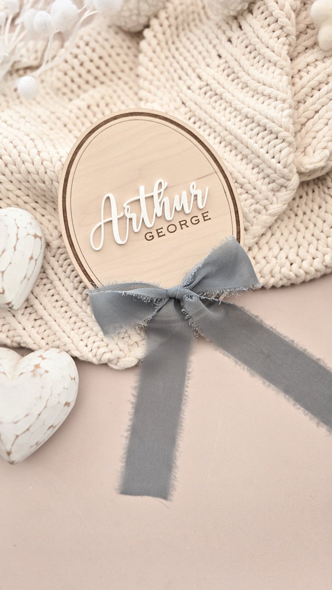 Script Font Oval Baby Name Plaque - TilleyTree