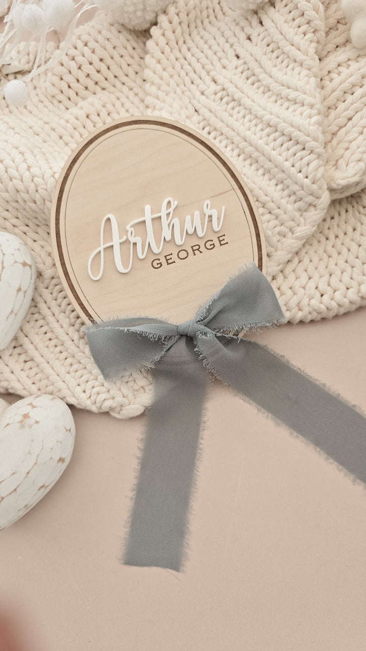 Script Font Oval Baby Name Plaque - TilleyTree