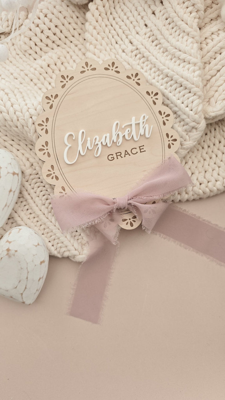 Script Font Vintage Baby Name Plaque - TilleyTree