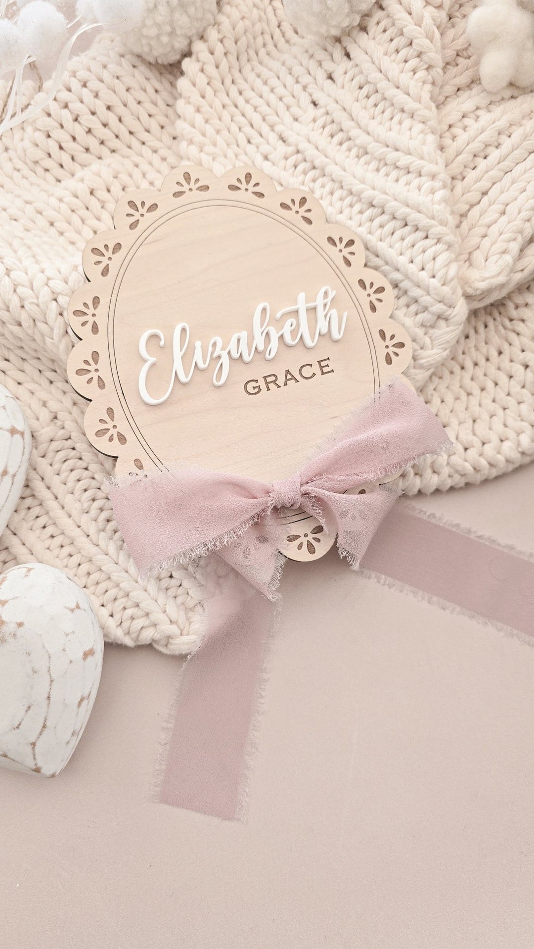 Script Font Vintage Baby Name Plaque - TilleyTree