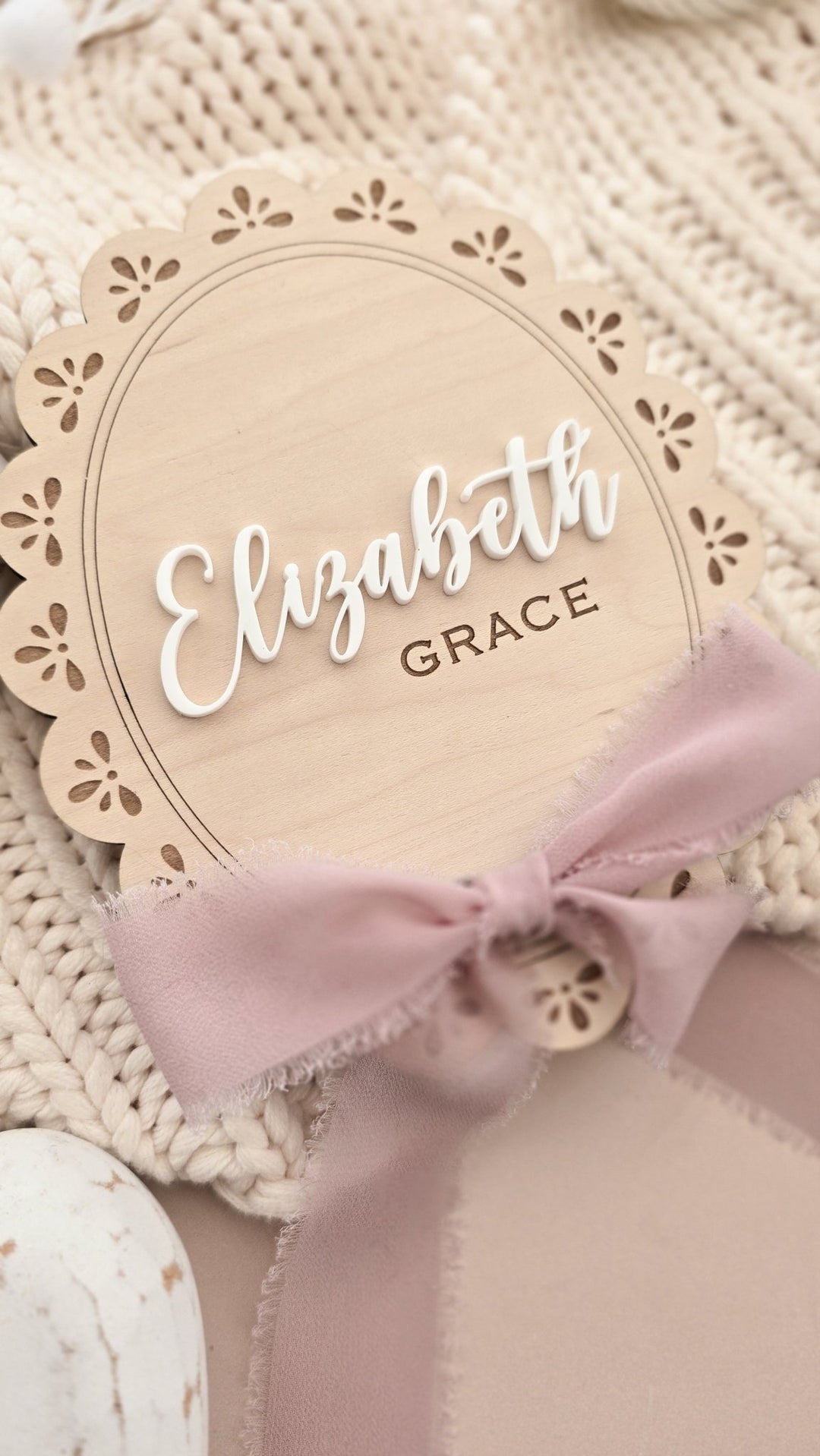 Script Font Vintage Baby Name Plaque - TilleyTree