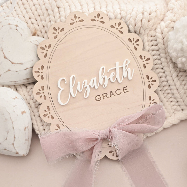 Script Font Vintage Baby Name Plaque - TilleyTree