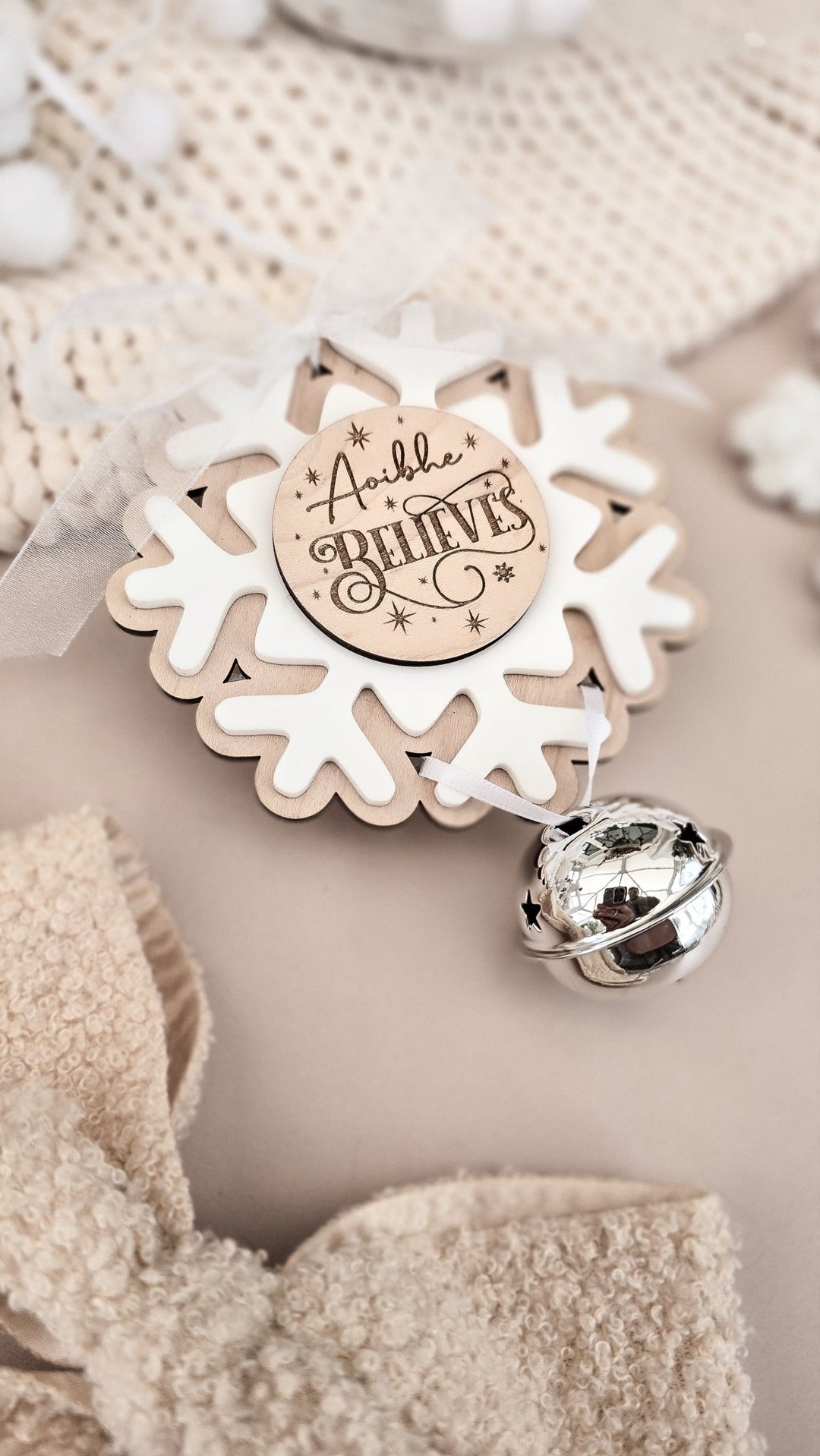 Silver Believe Bell Ornament - TilleyTree