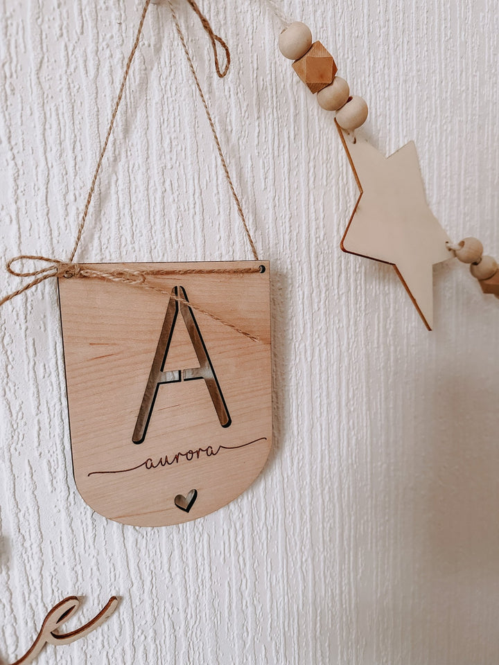 Simple Bow Initial Hanging Sign - TilleyTree