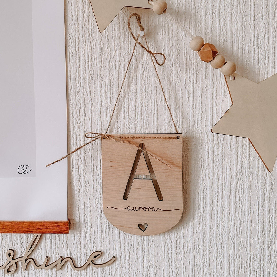 Simple Bow Initial Hanging Sign - TilleyTree