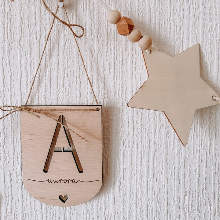 Simple Bow Initial Hanging Sign - TilleyTree