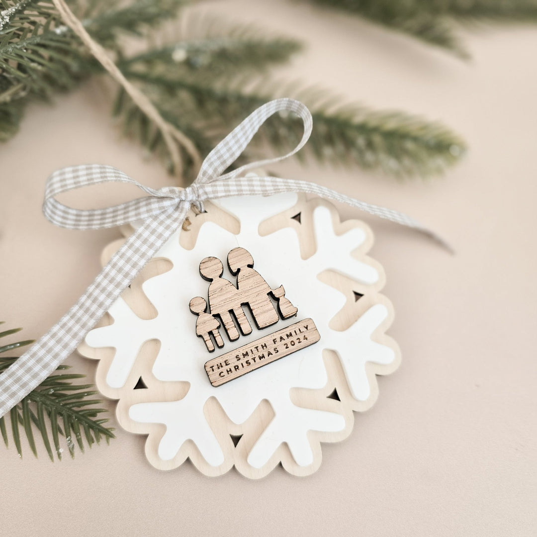 Snowflake Family Christmas Decoration - TilleyTree