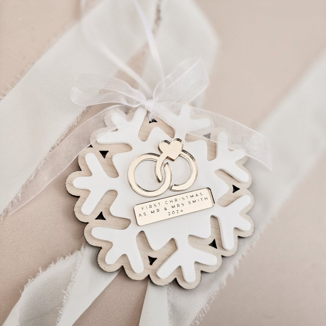 Snowflake First Christmas Married Decoration - TilleyTree