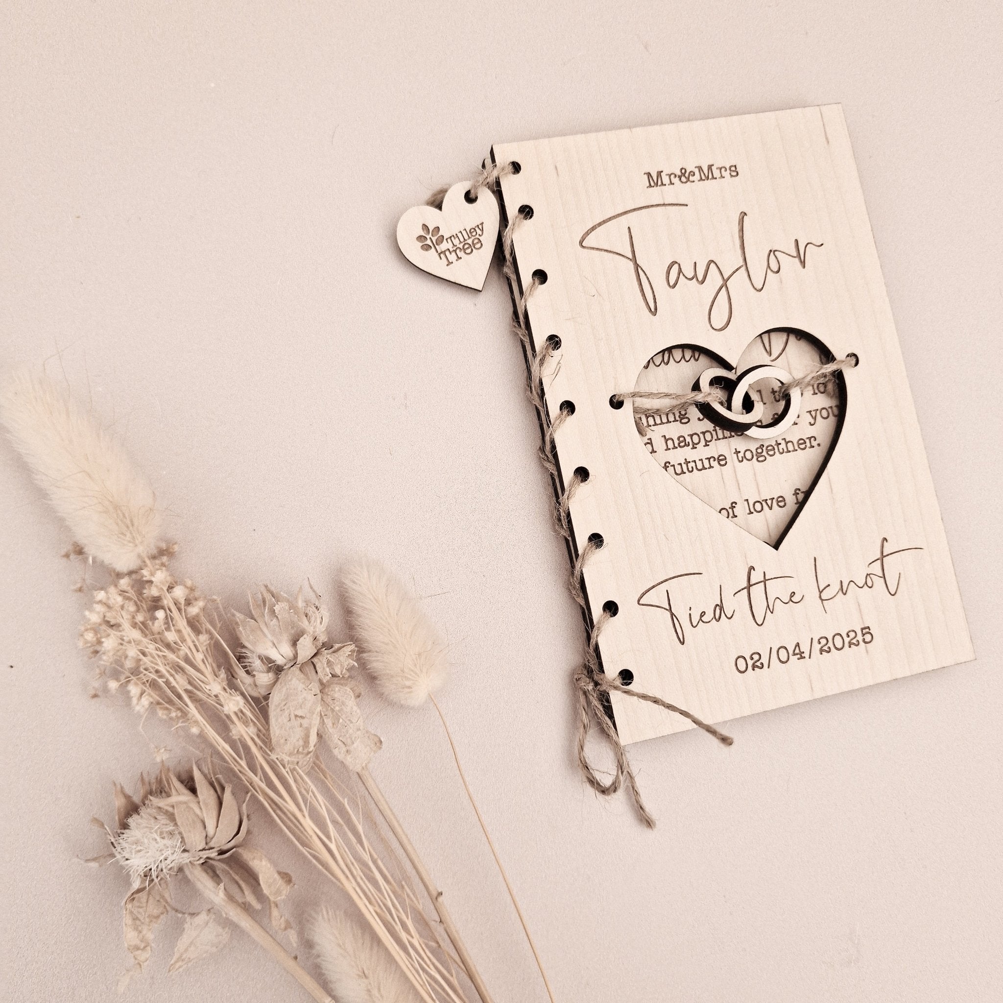 'Tied The Knot' Personalised Wedding Card - TilleyTree