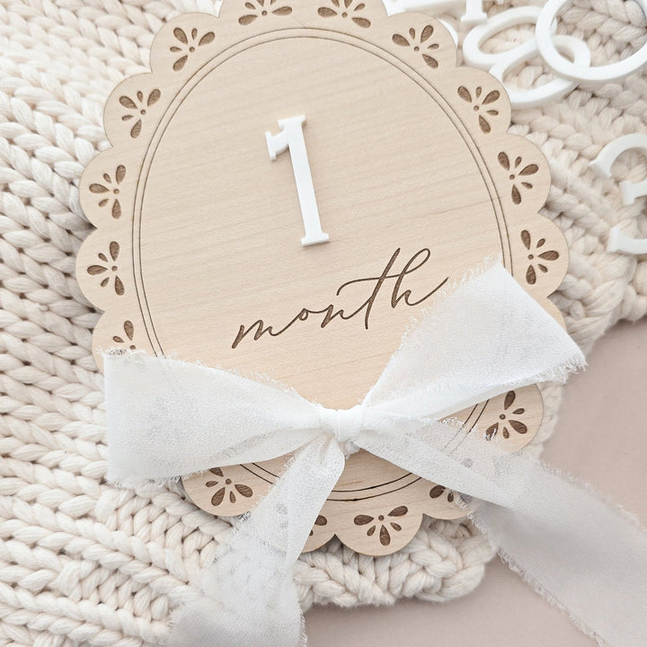 Vintage Scallop Baby Milestone Monthly Markers - TilleyTree