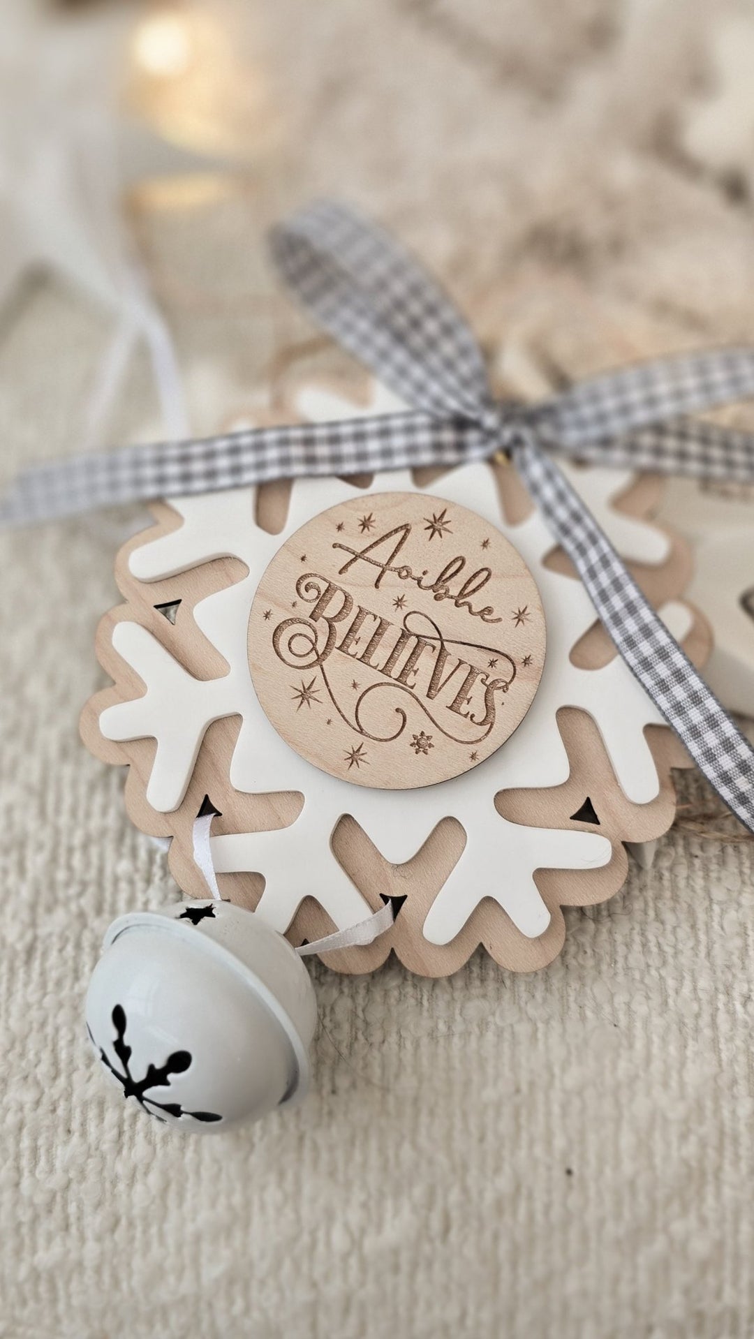 White Believe Bell Ornament - TilleyTree