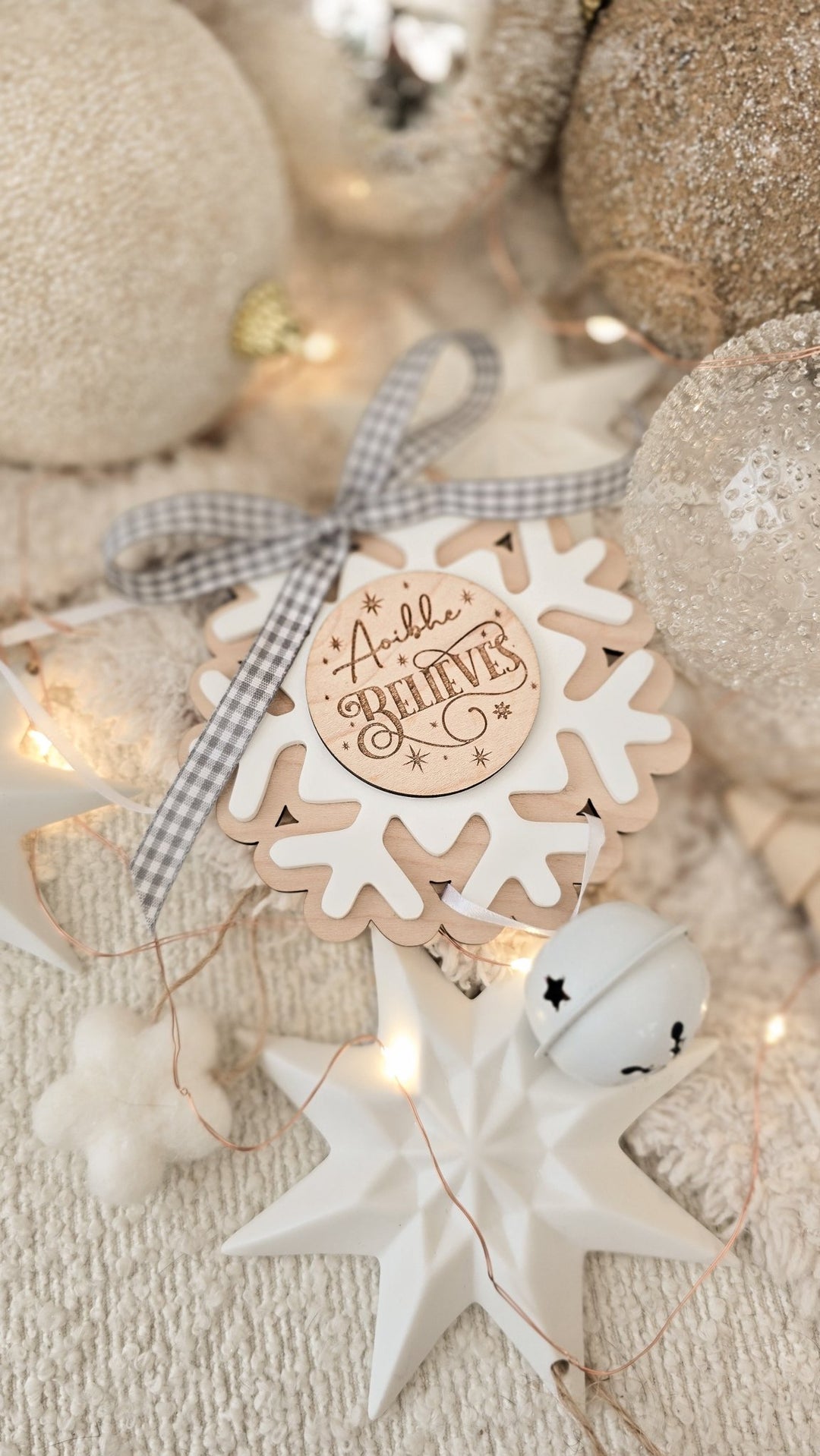 White Believe Bell Ornament - TilleyTree