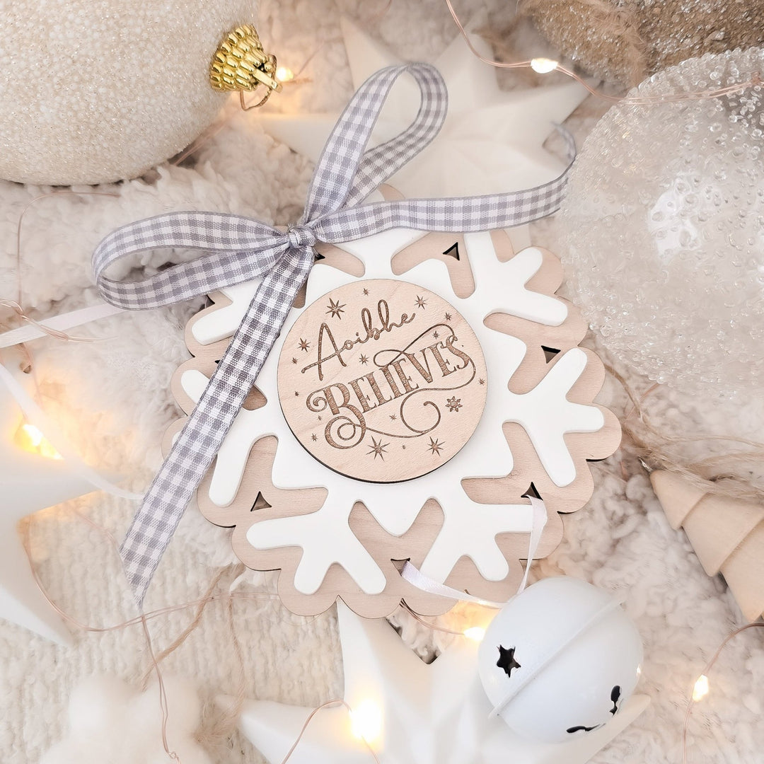 White Believe Bell Ornament - TilleyTree