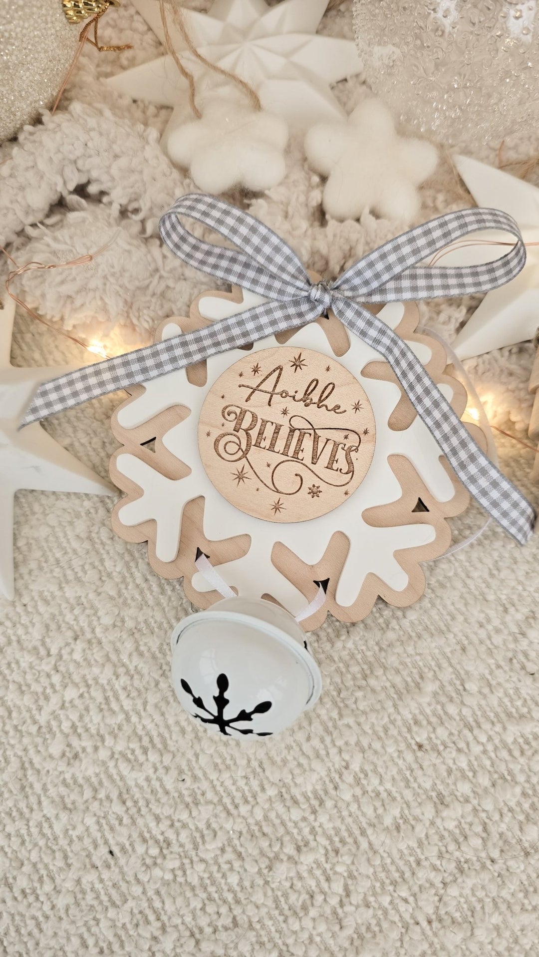 White Believe Bell Ornament - TilleyTree