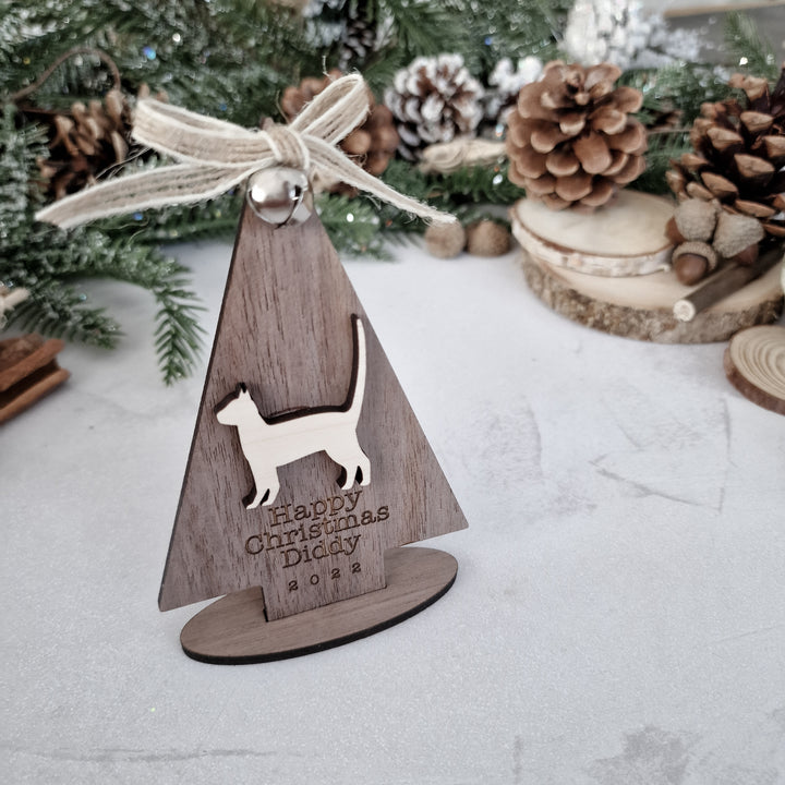 Standing Tree Personalised Cat & All Pets Christmas Ornament