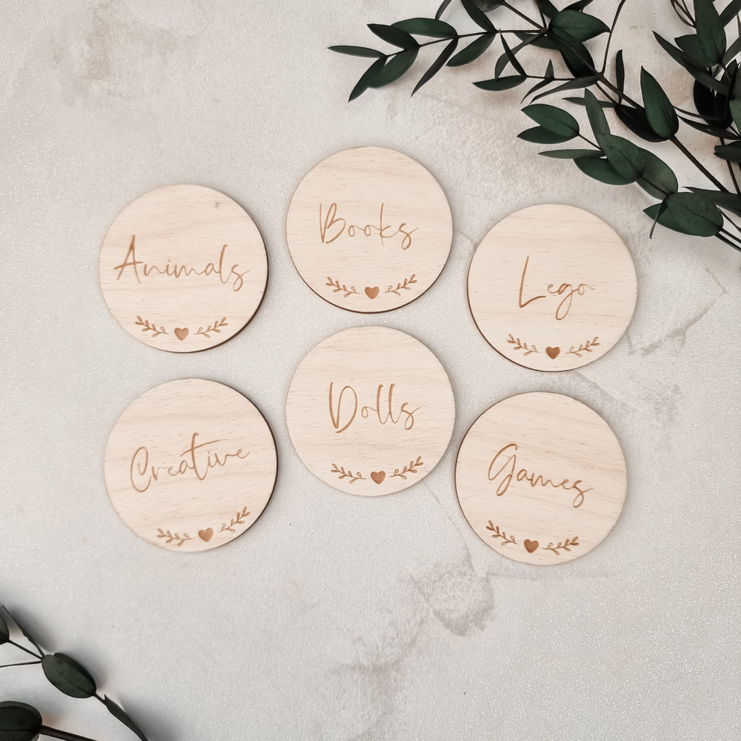 Circle Storage Labels - Classic Hearts Style - TilleyTree