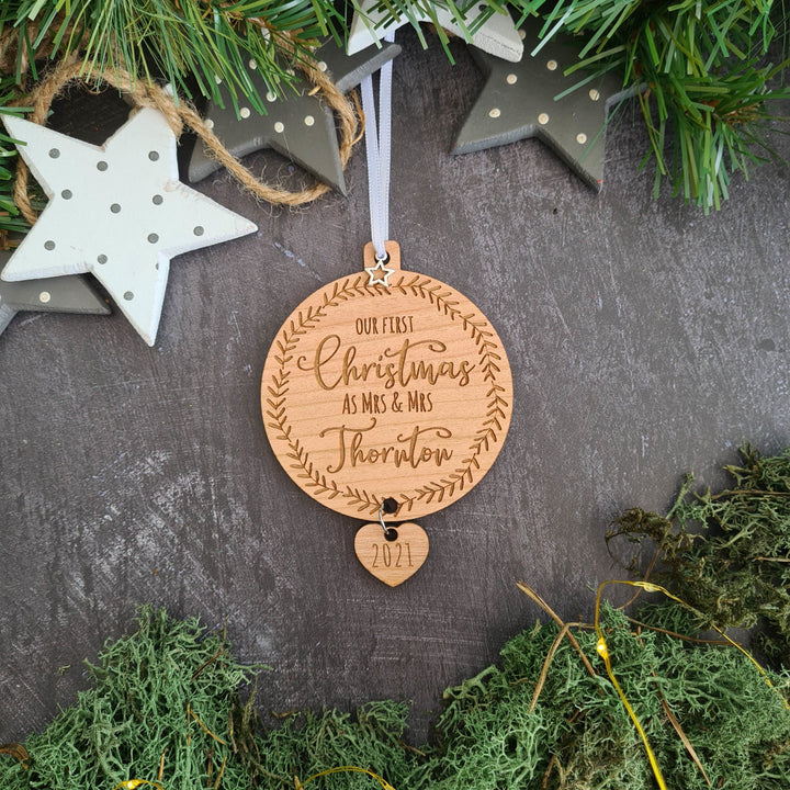 Couple's First Christmas Personalised Ornament - TilleyTree