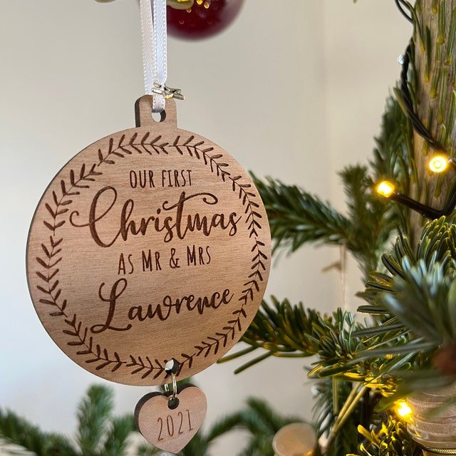 Couple's First Christmas Personalised Ornament - TilleyTree