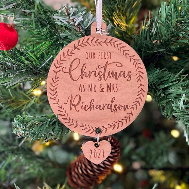 Couple's First Christmas Personalised Ornament - TilleyTree