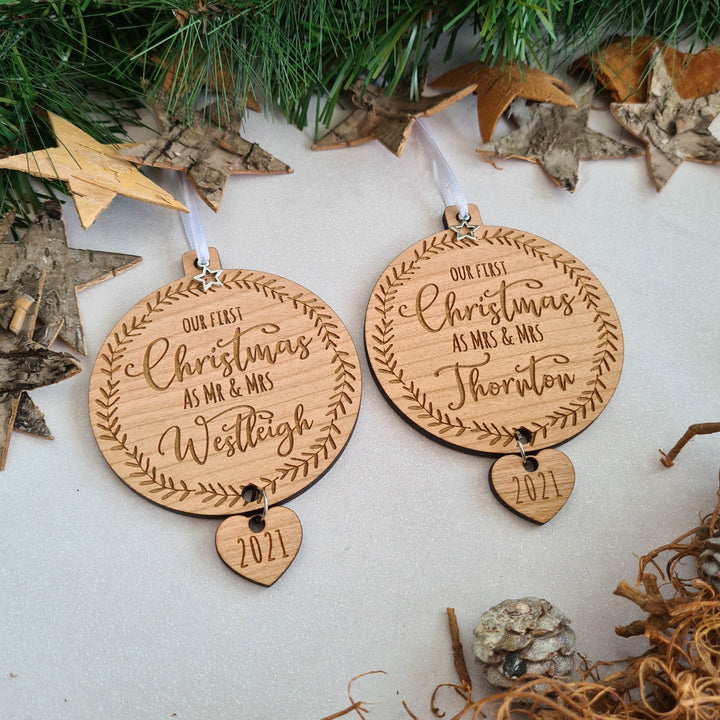 Couple's First Christmas Personalised Ornament - TilleyTree