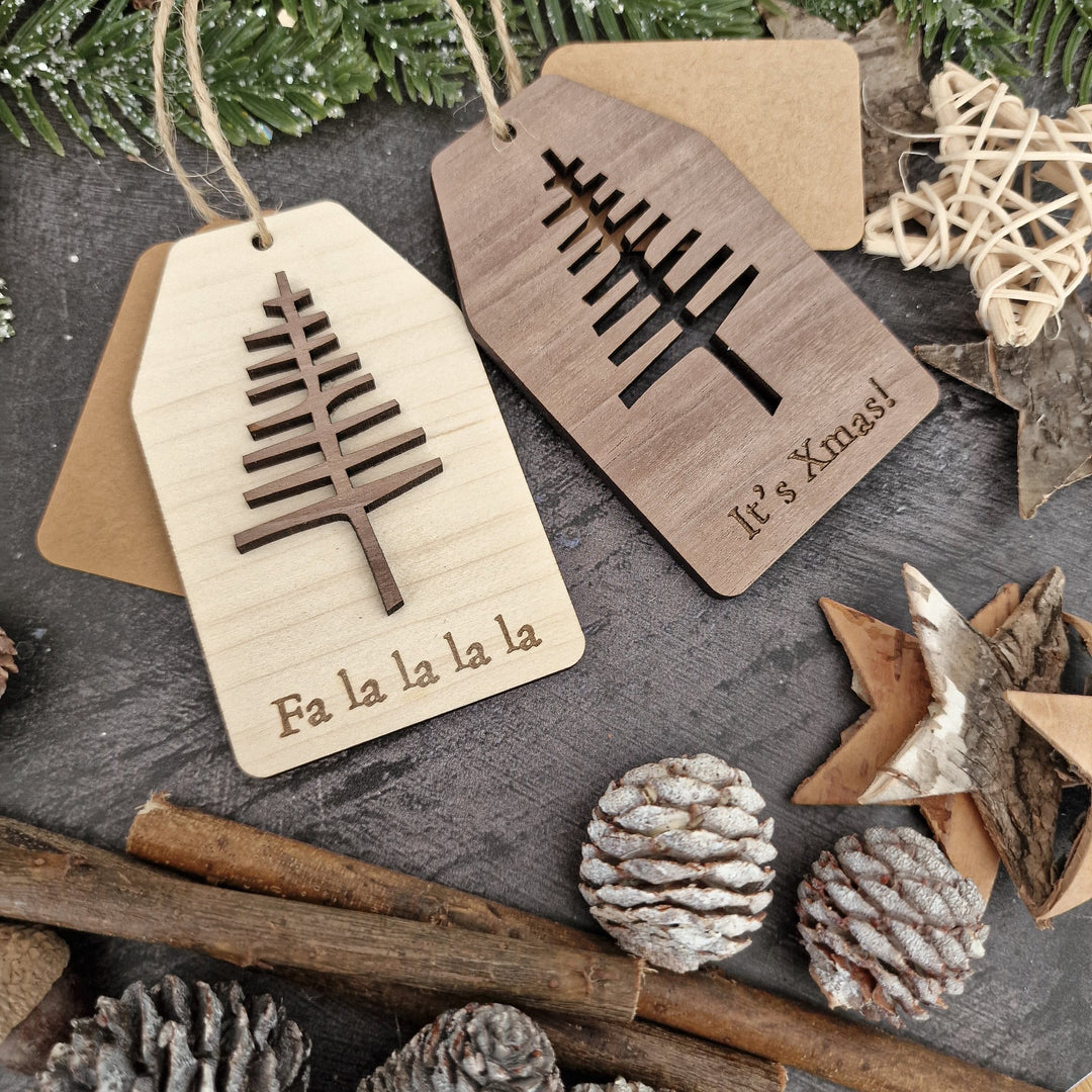 Duo Of Wooden Christmas Tree Tags - TilleyTree