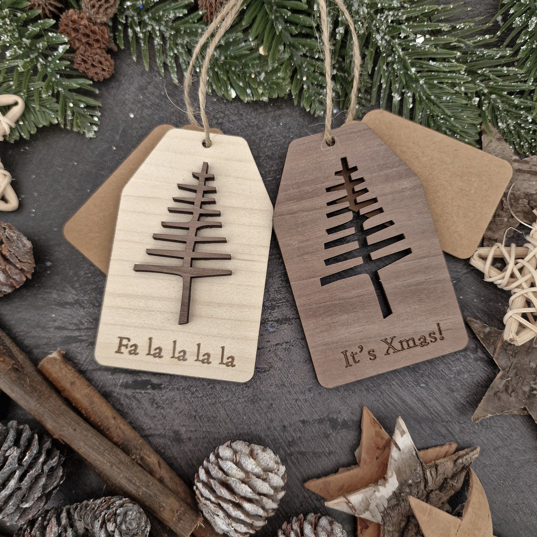 Duo Of Wooden Christmas Tree Tags - TilleyTree