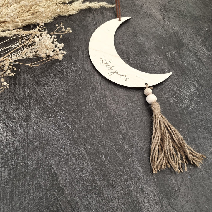 Hanging Boho Moon Sign With Tassel - TilleyTree