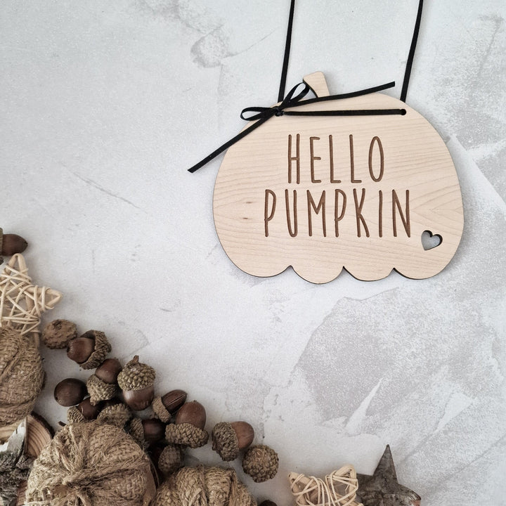 Hello Pumpkin! Personalised Halloween Sign - TilleyTree