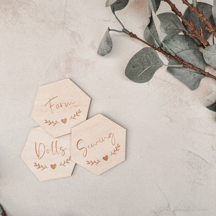 Hexagon Storage Labels - Classic Hearts Style - TilleyTree