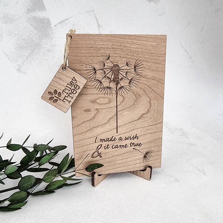 I Made a Wish & It Came True - Personalised Wooden Card - TilleyTree