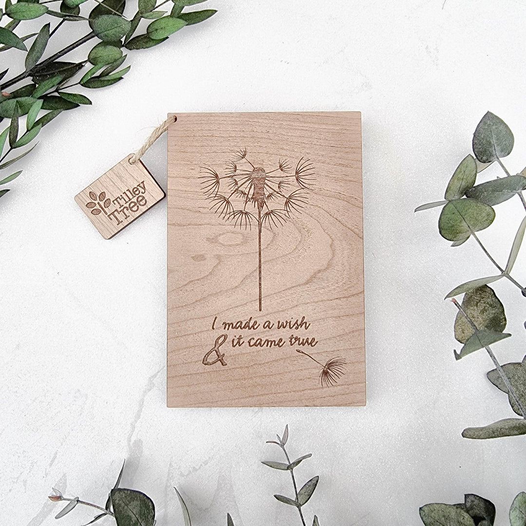 I Made a Wish & It Came True - Personalised Wooden Card - TilleyTree